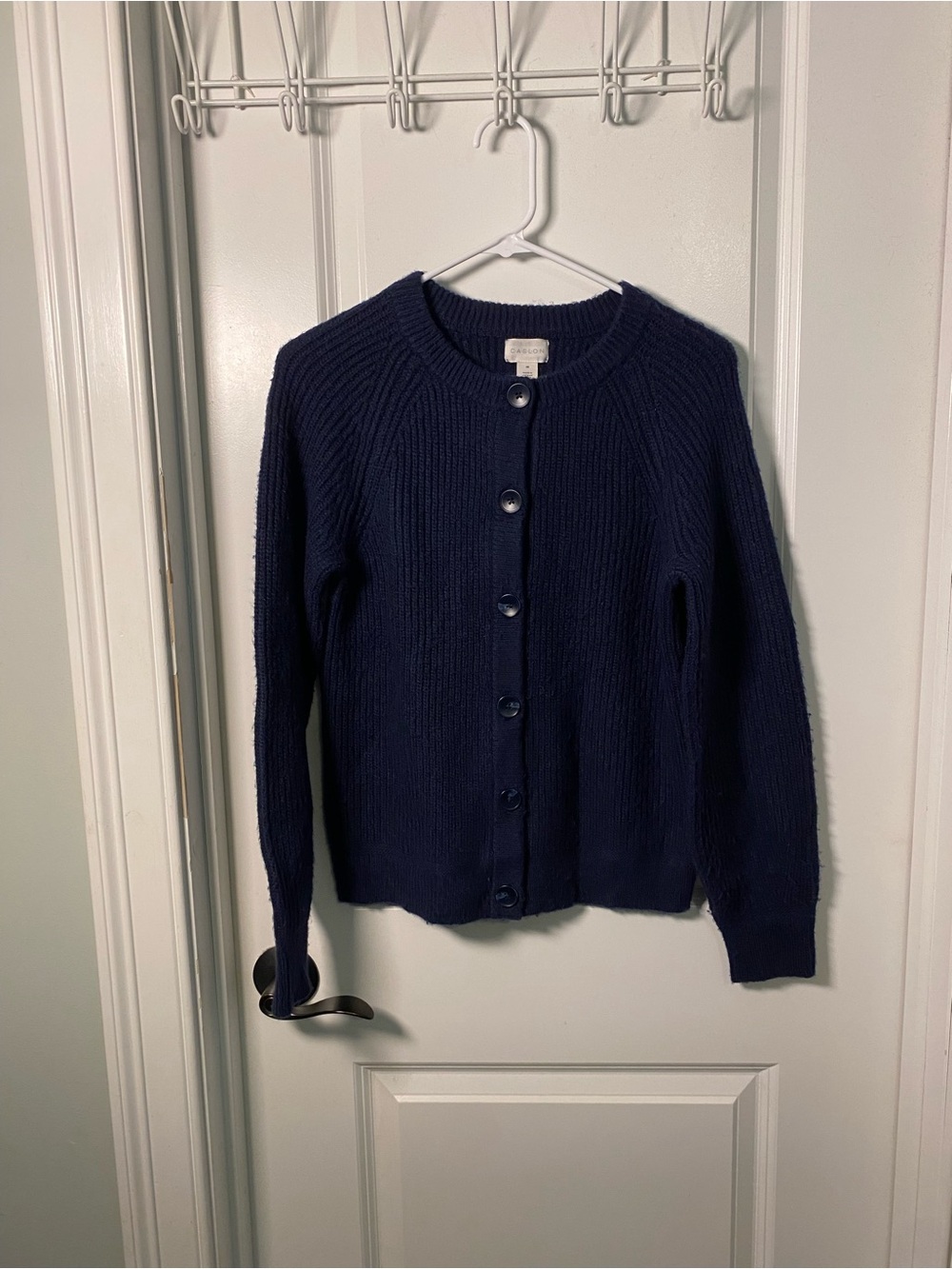 Nordstrom Caslon Classic Navy Button-Front Women's Sweater Cardigan